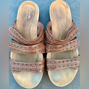 Clarks Women's Tan Leather Sandals